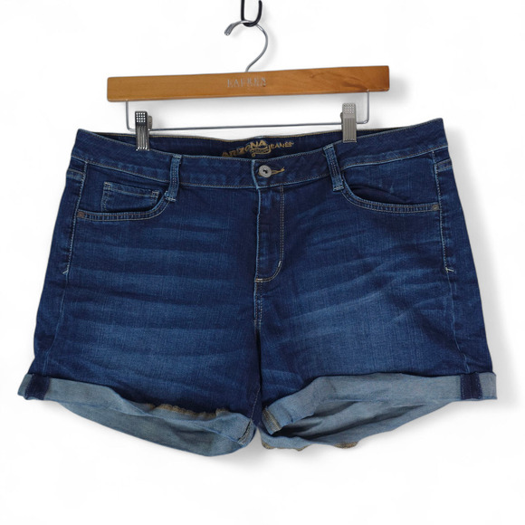 Arizona Jean Company Pants - Arizona Jean Co Shorts Womens 17 Blue Rolled Cuff Denim Stretch Mom 4" Inseam